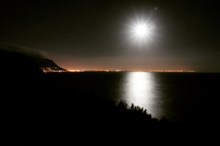 Full moon nights on the horizon of False Bay