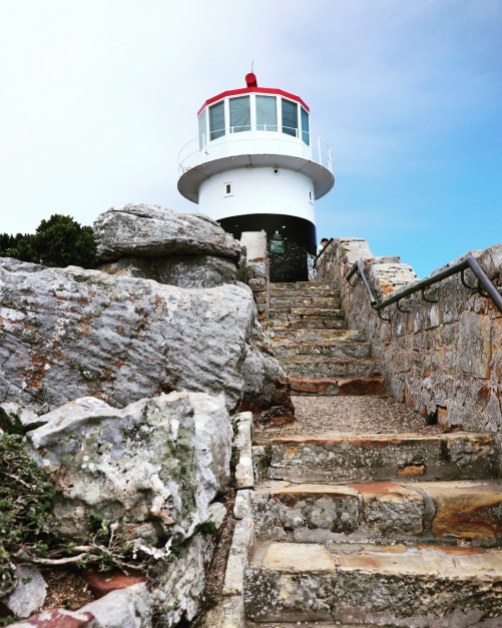 The original lighthouse at Cape Point which saved many a fleet but sadly not enough. The second lighthouse can be seen perched further down the edge of the rock, white and unassuming but brilliant in the night.